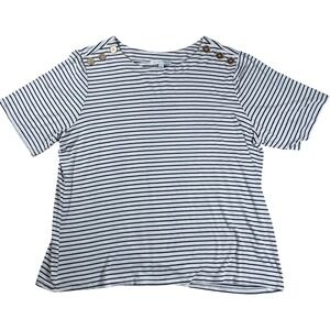 Notations‎ Short Sleeve T-Shirt Women's Plus Size XL Striped with Button Detail
